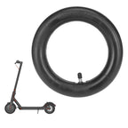 Black scooter tire and rim on a white background